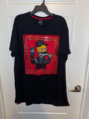 KRISP Black Short Sleeve bart Simpson Tee with Red Panel